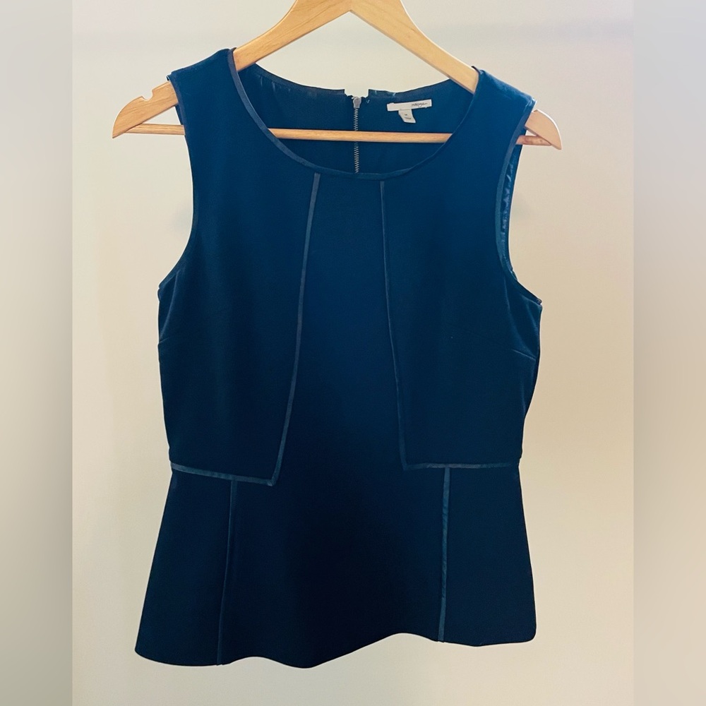 Theory Sleeveless Faux Leather Panel/Stitching